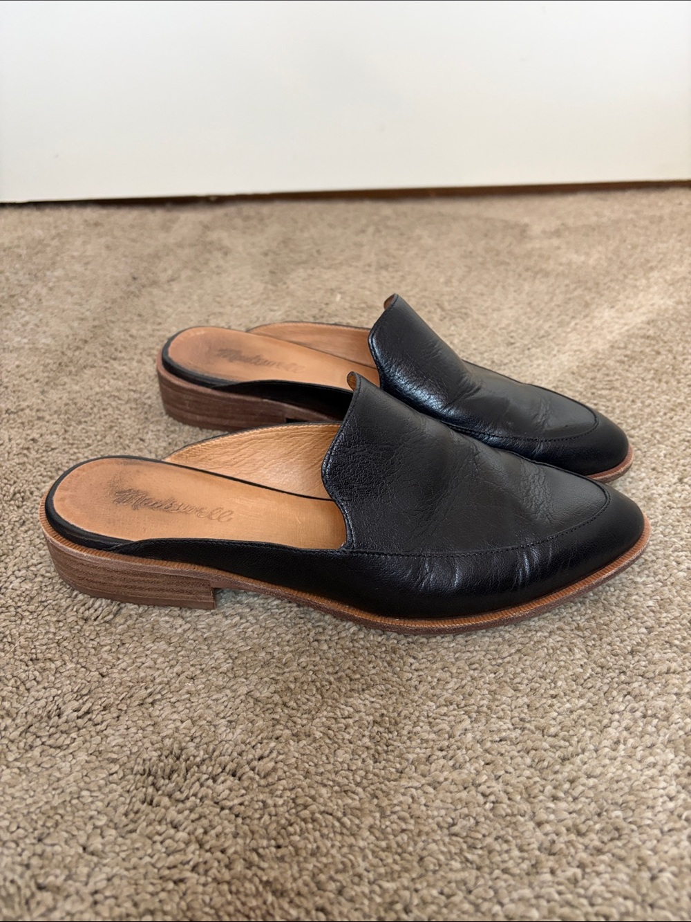 Madewell The Frances Loafer Mule Black Leather K4443 - Size 7 1/2